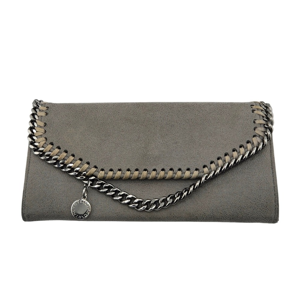 Stella McCartney Falabella Grey Flap Continental Wallet Chain Trim